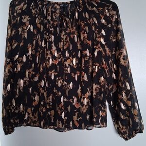 Vera Wang Black and Brown Patterned Blouse